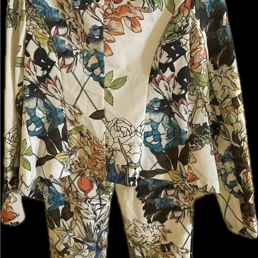 Floral Print Blazer and Pants Set
